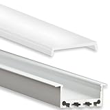 INNOVATE 2m LED Schiene - Aluminium T - Profil - Aluprofil für LED Stripes - LED Streifen – (Alu T-Profil Mini 24mm - flache milchige Abdeckung)
