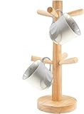 SZKKQKJ Tassenständer Holz, Brezelständer,tassenhalter, 6 Armig, Kaffeetassenregal Holzmit für Küchentheke Tabletop