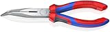 KNIPEX 26 22 200 Flachrundzange mit Schneide (Storchschnabelzange) mit Comfort-Griffen schwarz atramentiert 200 mm