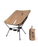 OneTigris TIGERBLADE Campingstuhl faltbar 150 kg, Klappstuhl Camping leicht Dreiecksrahmen, Faltstuhl Ultraleicht, mit 2 Seitentaschen für Outdoor, Wandern (Kojote Braun)
