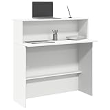 Hommdiy Empfangstheke Weiß 100x50x103,5 cm Empfangstresen Kassentheke Empfangstisch für Büro,Salons Holzwerkstoff