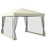 Faltpavillon Pavillon Faltzelt 3x3m mit Seitenwänden & Tragetasche, Stahl & Oxford, beige, ideal für Gartenpartys & Veranstaltungen
