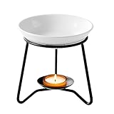 WD&CD Aromalampe Teelichthalter aus Keramik und Eisen Schwarz, Duftlampe aus Keramik Wachsschmelzbrenner Schwarz 02