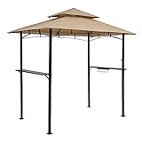 STILISTA Grillpavillon 240 x 150 x 245 cm mit Doppelschichtdach aus Polyester, Gestell aus pulverbeschichtetem Stahl, beige