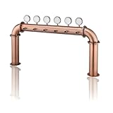 WYJRO 6 Wasserhahn Kegerator-Turmspender, Edelstahl Schanksäule Mit LED-Licht-Spirituosenschild, Für Bar,[b] 6 Holes red Bronze