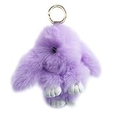 Xsclpomddy Süße Plüsch Hase Schlüsselanhänger Plüsch-Häschen Schlüsselanhänger Pom Poms Taschenanhänger Handtasche Autoschlüssel Dekoration,purple