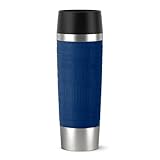 Emsa Travel Mug Classic Grande Thermobecher, 500 ml, Isolierbecher hält 6h heiß, 12h kalt, auslaufsicher, Quick-Press-Verschluss, 360 Grad-Trinköffnung, Kaffeebecher to go, Blau, 515618
