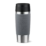 Emsa N20205 Travel Mug Classic Isolierbecher 0,36 Liter | neuer Komfort-Schraubverschluss | Edelstahl | 4h heiß und 8h kalt | 100% dicht | spülmaschinenfest | 360°-Trinköffnung | Dunkelgrau