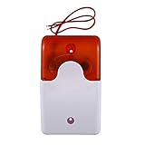 RIVNN Mini-Stroboskop-Warn-Sirene, langlebig, DC 12 V, Sound-Alarm, blinkendes Licht, Ton, Sirene, Horn, Sicherheitsalarm, 115 dB, Orange