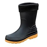 Herren Knöchel Regenstiefel Wasserdicht Slip On Leichte Gummi Wanderschuhe für nasses Wetter Anti-Rutsch-Sohle Wasserdichte Gartentrainer Flexible Weiche Gummistiefel für den täglichen Pendel und