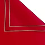 LINGAIXINYUE Florales Geschenkpapier für Blumensträuße, 57,9 x 57,9 cm, 20 Blatt, wasserdicht (Rot + Goldrand)
