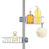 Ainiv 2 Stück Duschablage Ohne Bohren Edelstahl, Duschregal Rostfrei Duschkorb für Duschstange, Shampoo Halterung Duschgelhalter Seifenhalter für Dusche, Schwammhalter Organizer für 18-25mm Stange