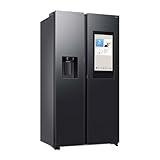 Samsung RS90F66BEFEF Side-by-Side Kühl-Gefrierkombination, AI Kühlschrank mit Gefrierfach, 178 cm, 614 l, Eis-/Wasserspender mit Wasseranschluss, Family Hub, AI Energy & Voice Control, Black Steel