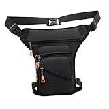 Perfeclan Gürteltasche Bein Tasche Motorrad für Männer Frauen Sport Gürteltasche mit Multi-Taschen Tactical Bag für Outdoor Camping, Schwarz #5