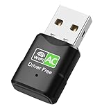 Oliveria USB WLAN Stick AC600 mit Eingebautem Treiber, DualBand 5GHz/2,4GHz, USB WiFi Adapter für PC/Desktop/Laptop, Kompatibel mit Windows XP/7/8/10/11, WLAN USB-Adapter