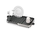 Joseph Joseph Duo Expanding Abtropfgestell mit abnehmbarem Besteckhalter, Abtropfstutzen, Edelstahl/Grau