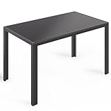 Bealife Esstisch aus gehärtetem Glas,120x70x75 cm,Moderner Küchentisch mit Metallgestell, Kratzfest & Hitzebeständig – Für Küche, Wohnzimmer，Esszimmer oder Kaffeeecke，Homeoffice (Schwarz, 120*70*75)