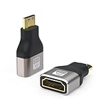 PremiumCord 8K Adapter HDMI A Buchse auf Mini HDMI Stecker F/M, UHD 8K 3840p 60Hz, 4K 2160p 120Hz, Full HD 1080p, Aluminiumgehäuse, Vergoldete Anschlüsse, Farbe Space Grau