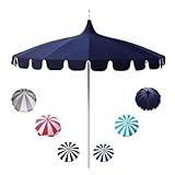 IMUNKT Gartenschirm Pagode Sonnenschirm Ø 230cm Outdoor Marktschirm Terrassenschirm Großer Aluminium Hochzeit Brautschirm Mit Volant(Navy blue)