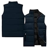 Generisch Herren-Westen Reißverschluss ；Arbeitsjacke Herren Winter Mit Tasche Einfarbig Stehkragen, Gilet Ohne Kapuze Fashion, Herrenweste Lässig - Vest Winter Edel Marine M
