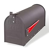 DEMA American Mailbox – Briefkasten aus Stahl, robust in Anthrazit, klassisches Design für Haus & Garten, wetterfest, mit Aufhängung und integrierter Zeitungsrolle