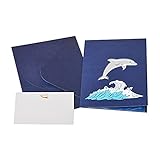 3D-Delfin-Grußkarte für Geburtstag, Kindertag, Erntedankfest, Muttertag, Vatertag, Jahrestag, Abschlussfeier