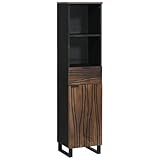 Homgoday Badezimmermöbel-Sets mit Schubladen mit Regal Gestreift mit Speicher mit Tür Braun 38 x 33 x 160 cm Schränke und Lagerung Model4018030