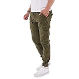 Indicode Herren Cord Hose Cargohose Sydney Baumwolle Cordhose Chino Jogger (Army, XL)