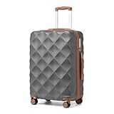 British Traveller Hartschalenkoffer Mittelgroß Handgepäck Koffer 64 * 43 * 26.5cm Reisekoffer Mittelgroß Koffer Trolleys ABS+PC mit TSA-Schloss Rollkoffer Suitcase Grau