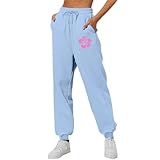Trainingshose für Damen, lockere Passform, Grafik, Unisex, niedlich, gerades Bein, lässig, Herbst, Sweathose, Winterhose, Cargohose für Outdoor, Arbeit, Spazierengehen, himmelblau, S