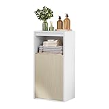 VASAGLE Badezimmerschrank, Badschrank hängend, Tür mit Verstellbarer Öffnungsrichtung, verstellbare Ablage, 30 x 40 x 80 cm, wolkenweiß-naturbeige BBK742N01
