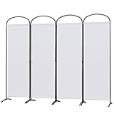 Angel Living Paravent 4 Teilig,Bogen Klappbar Raumteiler Freistehend Sichtschutzwand Raumteiler Stellwand Trennwand Sichtschutz für Büros, Balkon,Schlafzimmer,Außengarten,224cm x 182cm Weiß