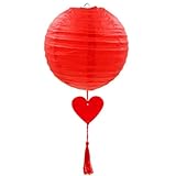 Papierlaterne Laternen aus Papier 20 cm runde rote Laterne herzförmige pendelpapier Laternen für Hochzeitsfest Dekorationen liefert Himmel Laternen (Color : Red, Lantern Size : 20cm)