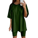 Sommer-Outfits für Damen, UK-Kurzarm-Tops, T-Shirts und kurzer Jogger, lässiger Trainingsanzug, 2-teilig, Sportbekleidung, Damen-Trainingsanzug-Sets für Fitnessstudio, Laufen, Walking, Yoga, Übergröße