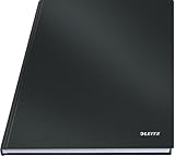 Leitz A4 Notizbuch kariert, 160 Seiten, 80 Blatt FSC zertifiziertes 80 g/m² Papier, Stabiler, kratzfester Hardcover-Einband, Für Büro, Schule oder als Tagebuch, Solid Serie, Schwarz, 46640095