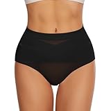 WOWENY Shapewear Damen Bauchweg Unterhose Figurformende Taillenslip Unterbauch Weg Slip Mittlere Taille Miederslips Stark Formend[Schwarz,