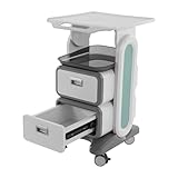 Rollwagen Beauty Trolley mit 2 Schubladen & Rädern, Mobiler Salonwagen für Friseur, Kosmetik, Nagelstudio, Medizin, 60kg Tragkraft, Weiß