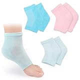 Zimoer Feuchtigkeitsspendende Socken, 3 Paar Gel Fersensocken Weiche Rissige Fersenpolster Socken, Offene Zehensocken für Frauen und Männer Trockene Harte Gerissene Haut (Rosa, Grün, Blau)