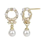 MOTIBACK Damen Ohrringe mit Perlen, Elegantes Geschenk für besondere Anlässe wie Geburtstag, Hochzeit oder Valentinstag für Freundin, Partnerin und Familie
