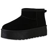 VAN HILL Damen Plateau Boots Plateau Plateau Vorne Trendy Schuhe 840485 212929 Schwarz 39