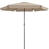 Kingsleeve® Sonnenschirm UV Schutz 80+ Schutzhülle 330cm Balkon Kurbel Strandschirm Groß Wasserabweisend Aluminium Windöffnung Gartenschirm Rund Taupe