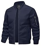KEFITEVD Leichte Bomberjacke Herren Pilotenjacke Männer Blouson Windjacke Baseball Jacket Fliegerjacke mit Stehkragen Herbstjacke Freizeitjacke Dunkelblau XL