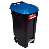 TAYG Mülleimer mit Pedal und Rollen, 120 l, Blau