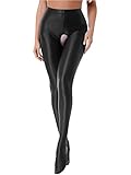 iEFiEL Topmodisch Damen glänzende Strumpfhose Blickdichte Silk Strumpfhosen Tanzstrumpfhose 70den Strümpfe Frauen Shaping Socken Öl Socken Shiny gr. M-XL X Schwarz Ouvert L