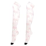 aidingzhi Kniehohe Damenstrümpfe, Pfotenabdrücke, niedliche Katzen, Pfirsichherzen, süßes Karo, atmungsaktiv, extra lang, Oberschenkelhohe Socken für Büro, Damen, Overknee-Socken für Hochzeiten,