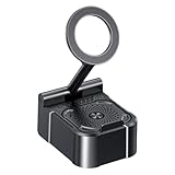 Xasbseulk Handy-Halterung für den Schreibtisch, magnetischer Handy-Ständer mit Lautsprecher, Akkupack, tragbarer mobiler Ständer, multifunktionale Wiege für Arbeit, Zuhause, Camping, Reisen