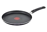 Tefal D52610 Resist Crêpepfanne 25 cm | sichere Titanium Antihaftversiegelung | Thermo-Signal Temperaturindikator | leichte Reinigung | Flame Protect-Technologie | Schwarz