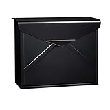 Wandbriefkasten für Den Außenbereich, Standbriefkasten Freistehend mit Schloss, Briefkasten Edelstahl für Zuhause, Büro, Gewerbe, Dekoration, 38x29x12cm(Black)