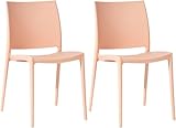 CLP 2er-Set Gartenstuhl Meton, stapelbar, pflegeleicht aus Kunststoff, wetterfest & UV-beständig, bis 150 kg belastbar, Farbe:pfirsich