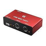 DigitalLife Stand-Alone USB MIDI Host Bridge Box - 1-In/1-Out 5-PIN DIN MIDI-Schnittstellen, LED-Anzeige, Metall, Rot (kein Computer erforderlich)